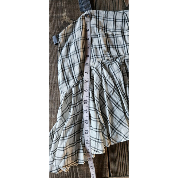 Free People Womens Lola Tank Top Small Gray White Windowpane Plaid Hi-Lo Peplum - Picture 8 of 11